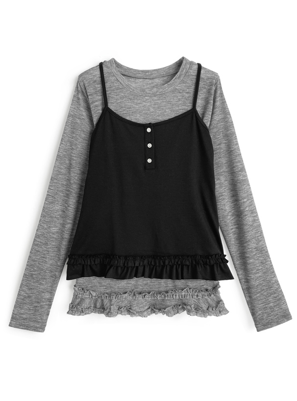 KILIG フリル付き長袖トップス チャコール KILIG フリル付き長袖