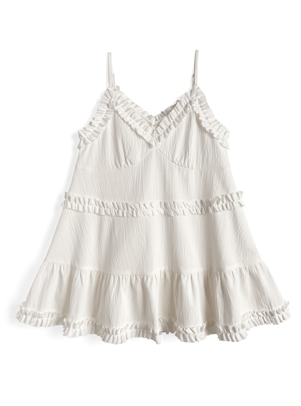 前後2Wayフリルティアードキャミソールワンピース