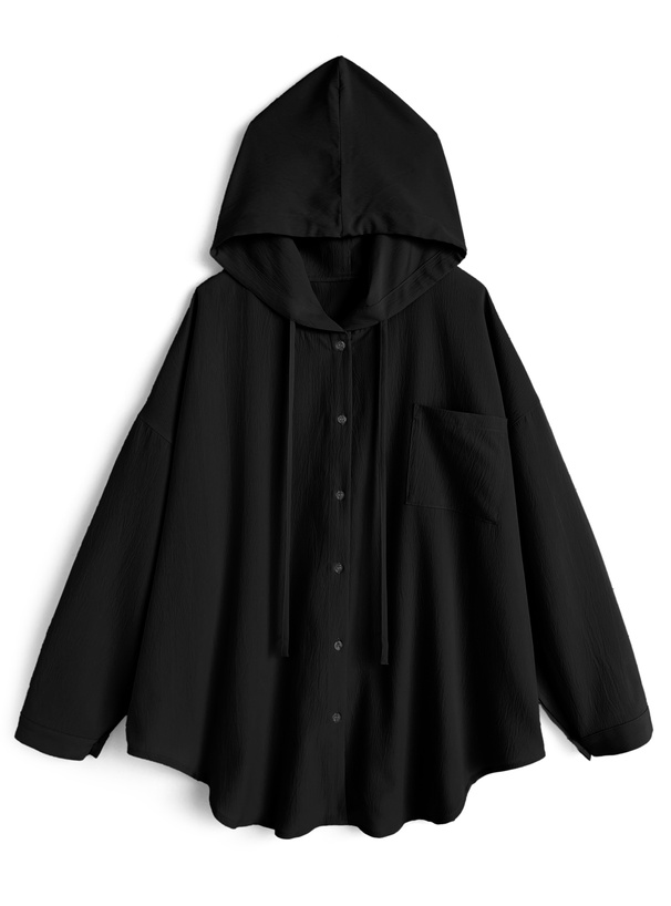 フード付きオーバーサイズシャツ