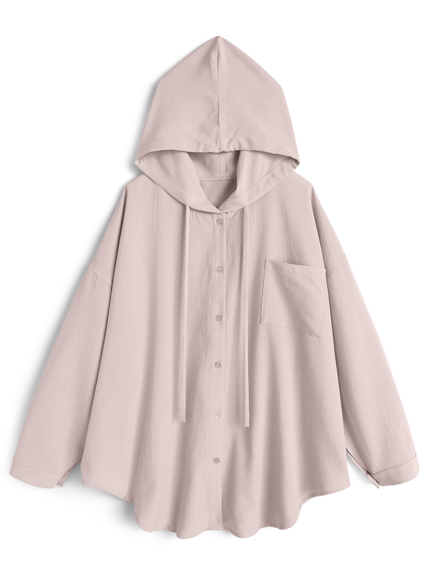 フード付きオーバーサイズシャツ