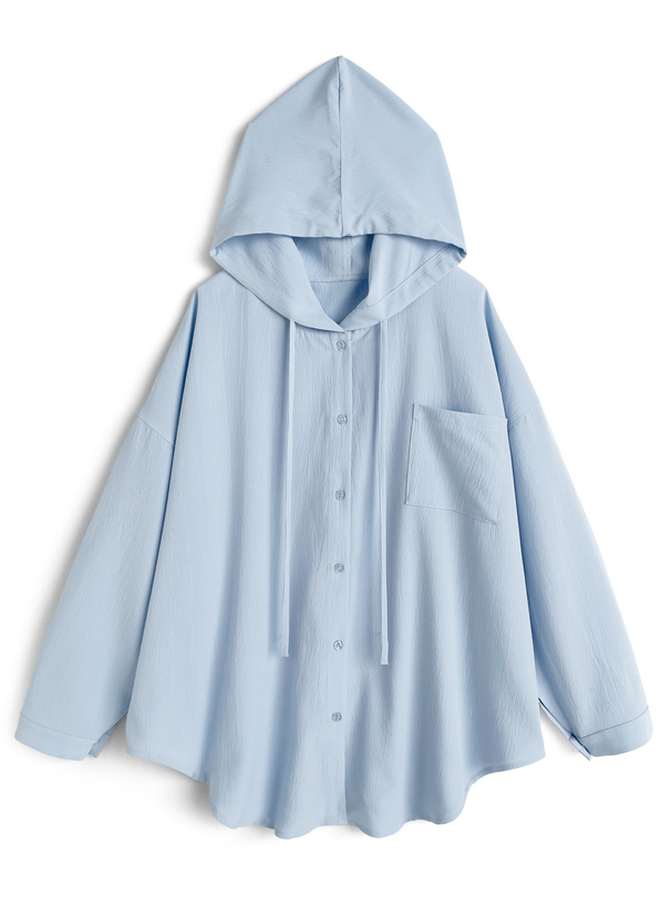 フード付きオーバーサイズシャツ