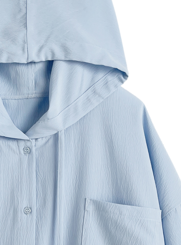 フード付きオーバーサイズシャツ