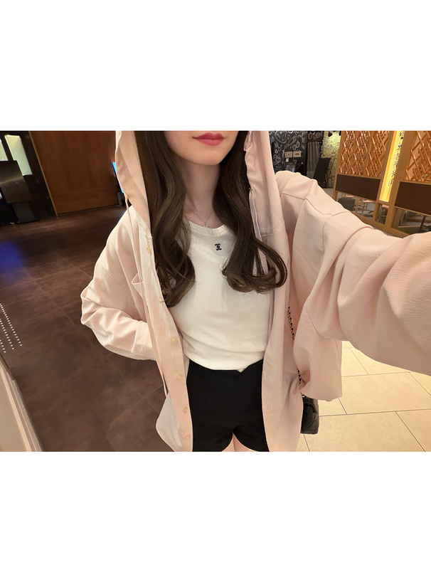 フード付きオーバーサイズシャツ