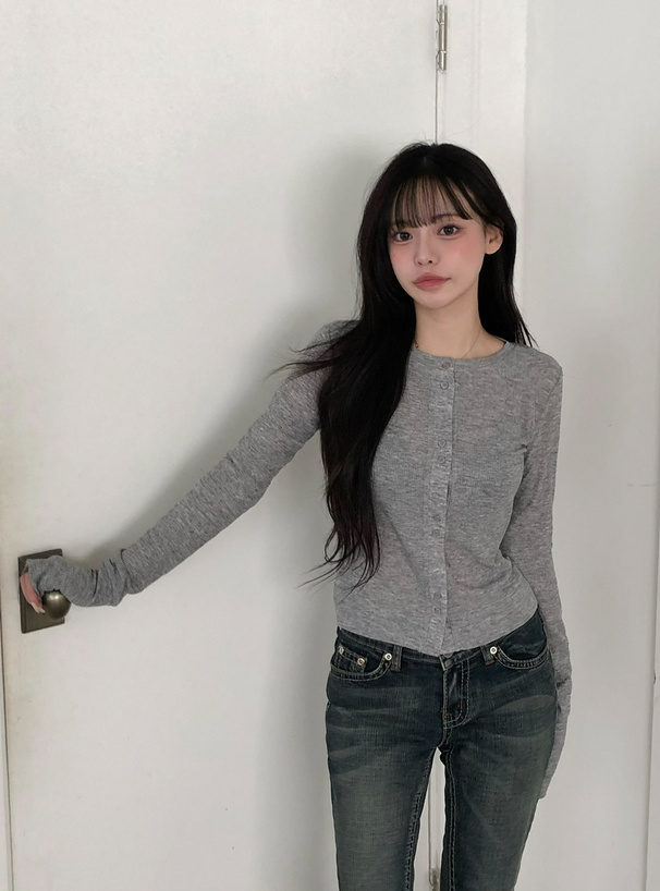 シアーリブカーディガン