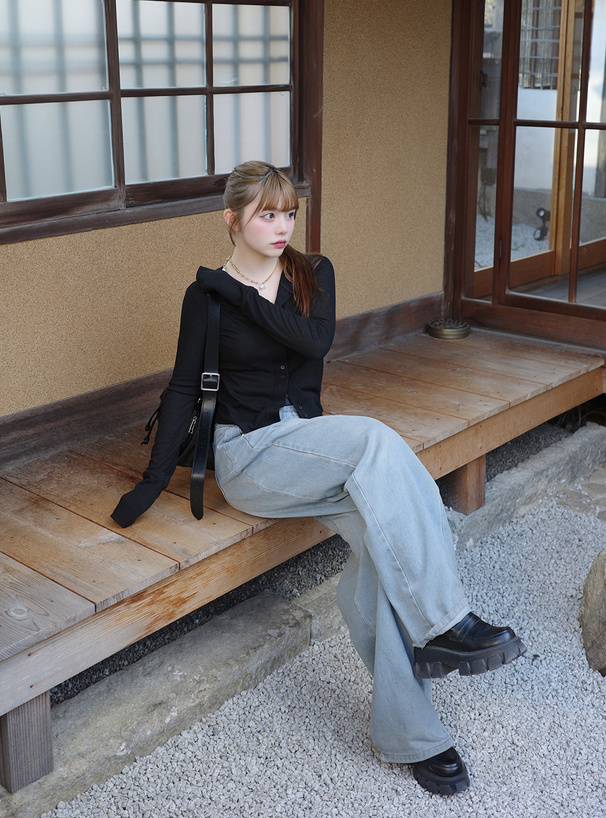 シアーリブカーディガン