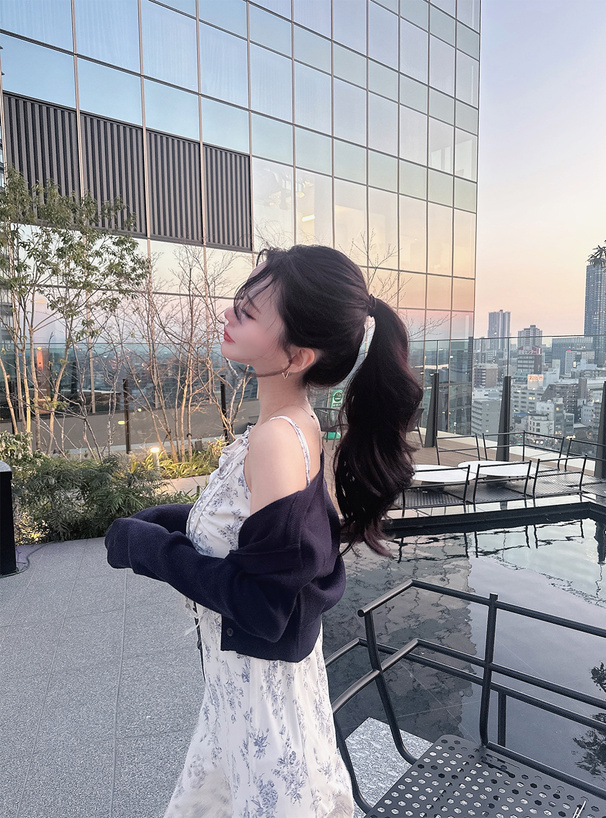 花柄ドロストリボンストラップキャミワンピース