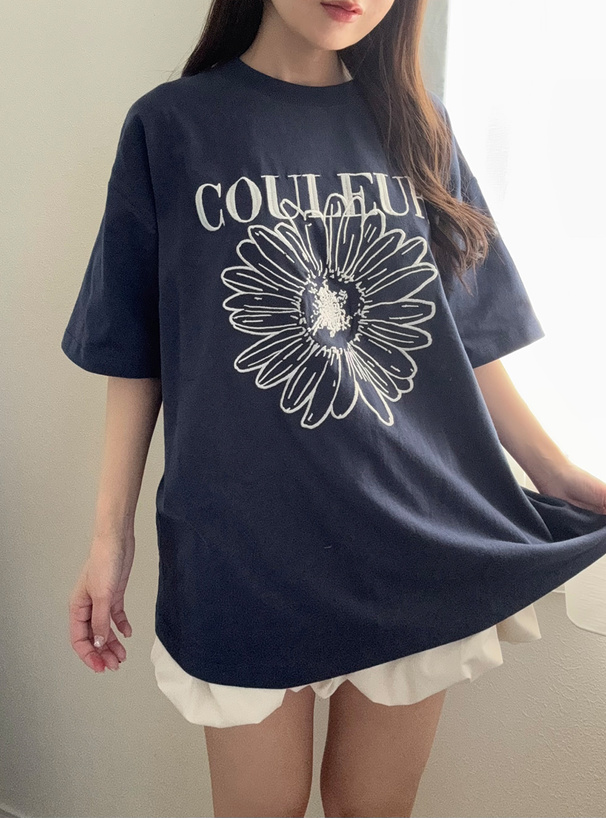 花柄刺繍ビッグTシャツ