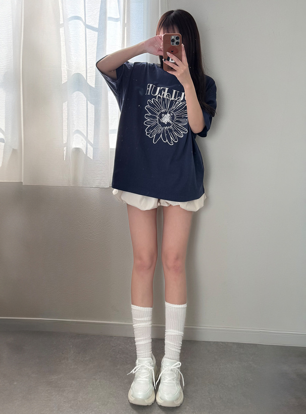 花柄刺繍ビッグTシャツ