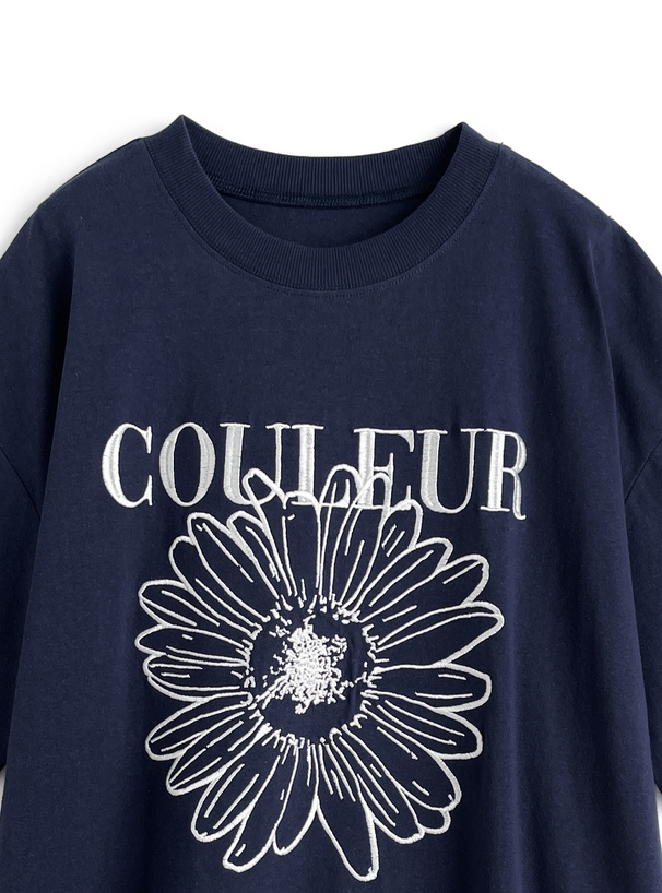 花柄刺繍ビッグTシャツ