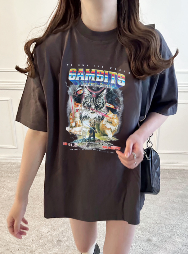 キャットプリントTシャツ