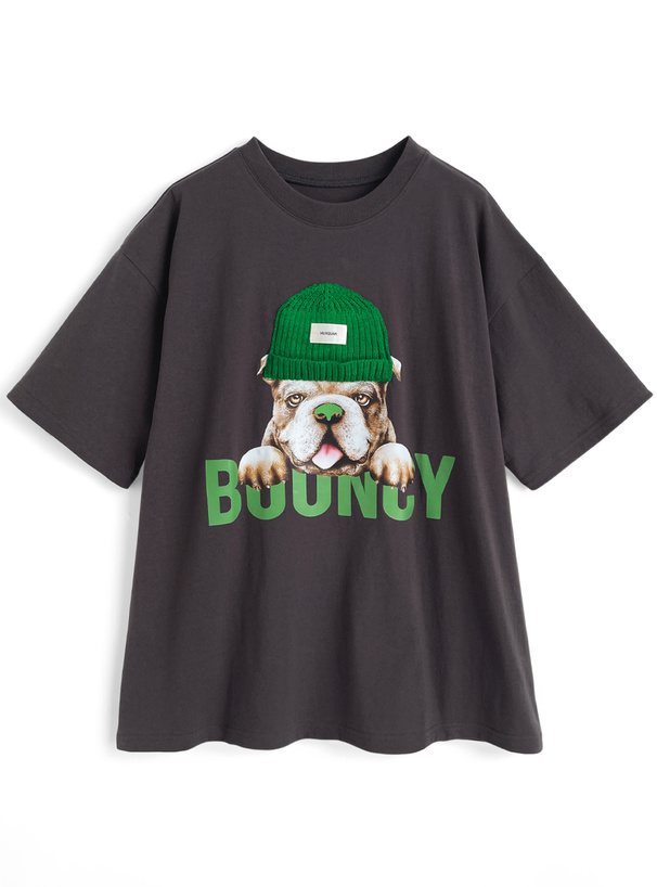 ニット帽ブルドックロゴプリントTシャツ