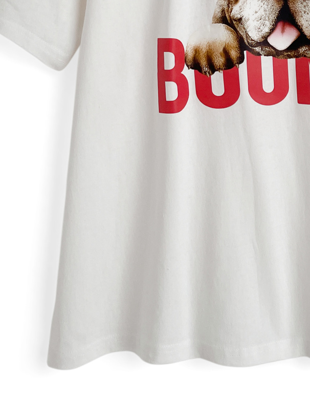 ニット帽ブルドックロゴプリントTシャツ