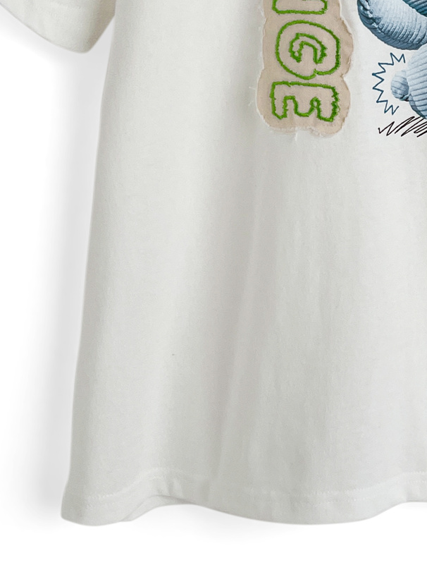 ラビットプリントロゴアップリケTシャツ