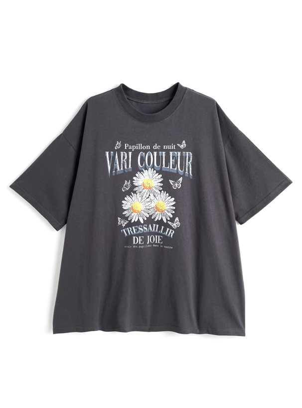 フラワープリントTシャツ