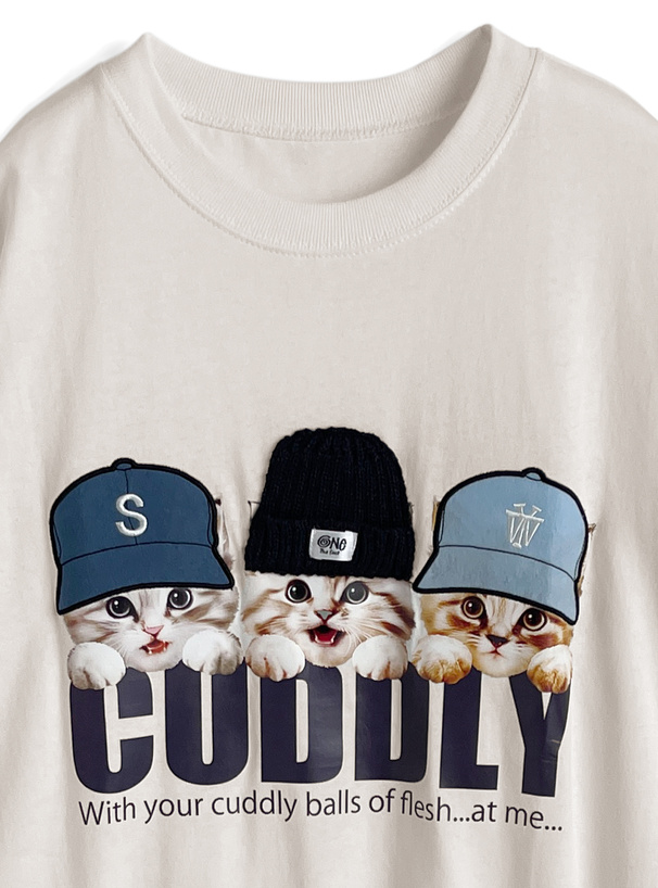 キャットプリントビッグロンT