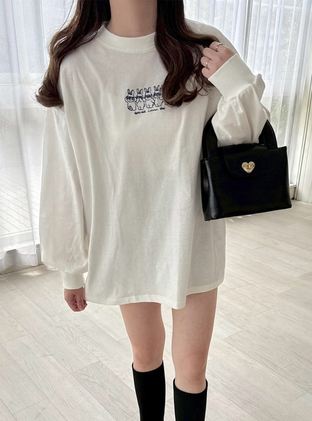 ラビット刺繍ロンT