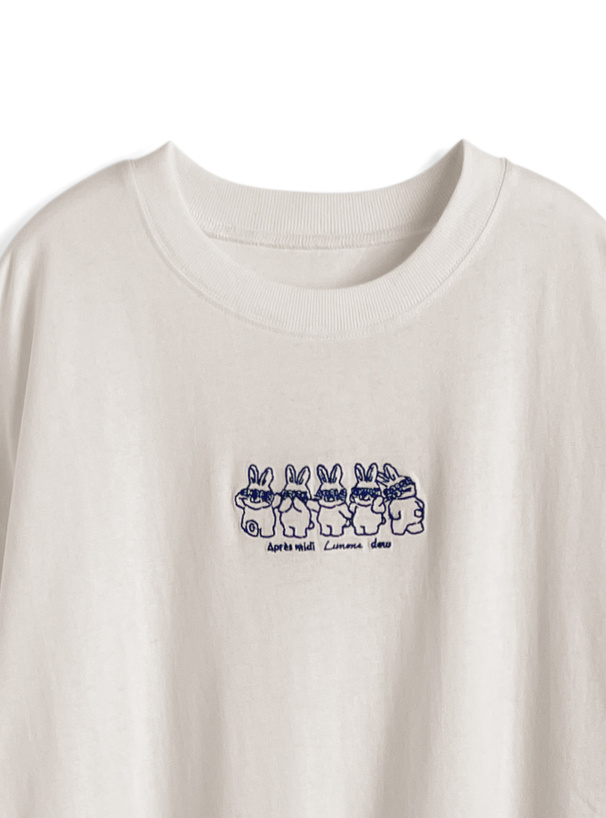 ラビット刺繍ロンT