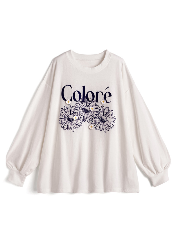 フラワーロゴ刺繍ロンT