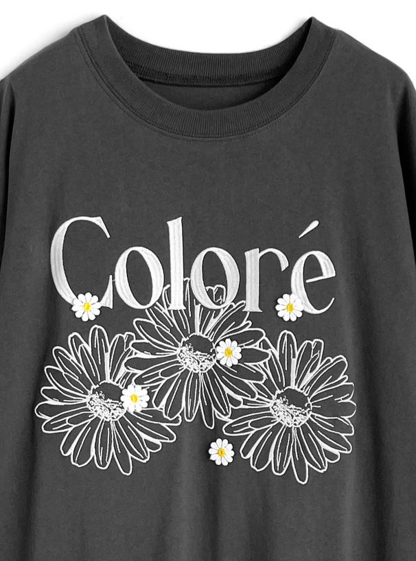 フラワーロゴ刺繍ロンT