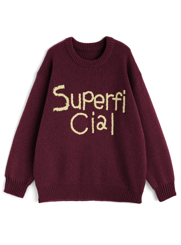 ロゴ刺繍ニットトップス