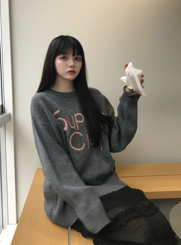 ロゴ刺繍ニットトップス[cc125] | レディースファッション通販の