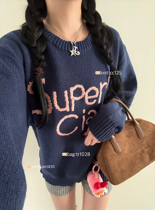 ロゴ刺繍ニットトップス[cc125] | レディースファッション通販の