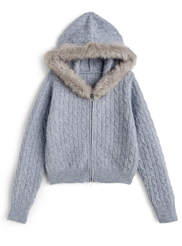 BRUNELLO CUCINELLI グレージュ ケーブルニットパーカー ゆるっとあったかケーブルニットパーカー - ベルーナ【公式】