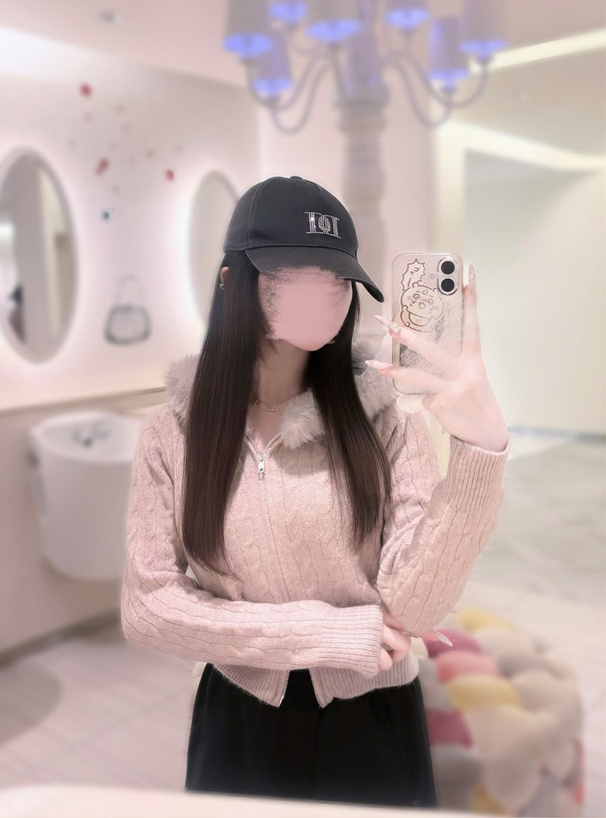 フードファーダブルジップケーブル編みニットパーカー