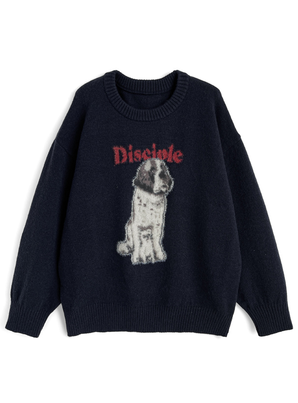 ドッグジャガードニットトップス