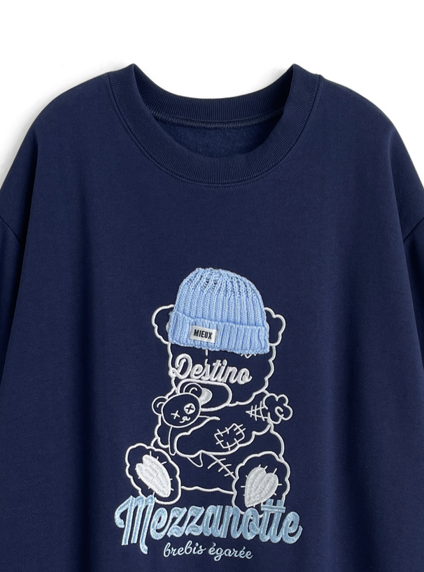 くま刺繍スウェットトップス