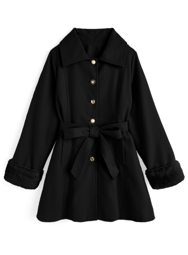 ファー・リボンベルト付きアソートボタンコート[cc134]