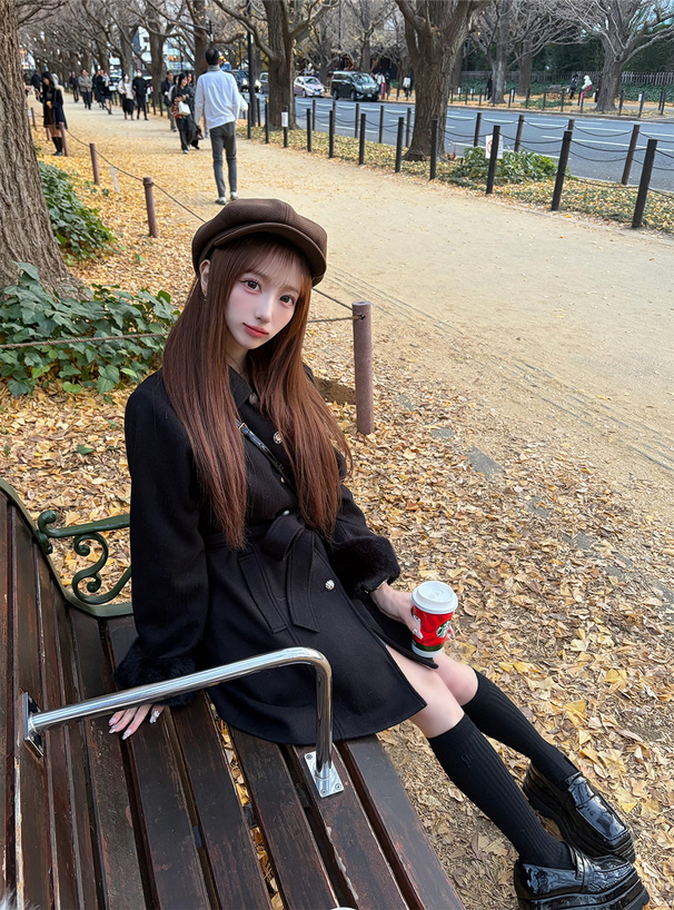 ファー・リボンベルト付きアソートボタンコート[cc134] | レディース