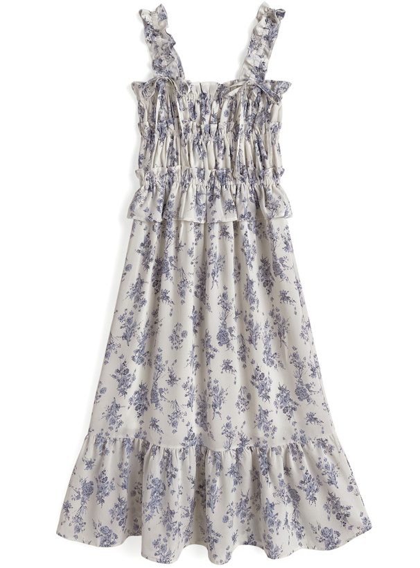 花柄フリルリボンキャミソールワンピース