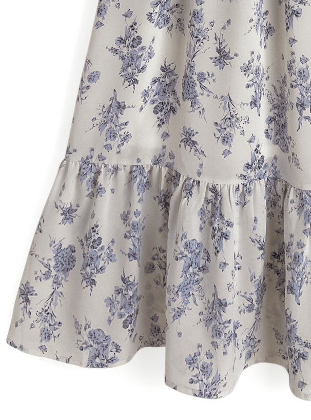 花柄フリルリボンキャミソールワンピース