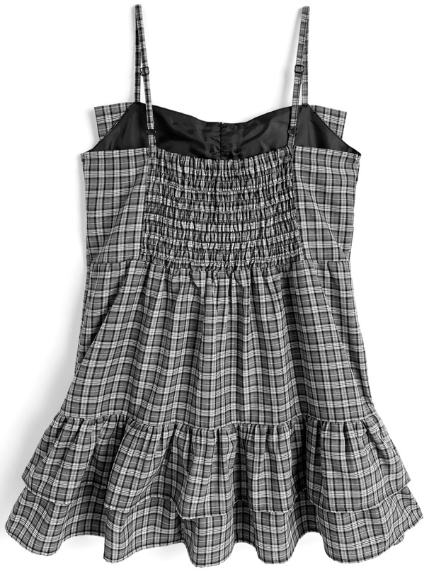 チェック柄ビッグリボンキャミソールワンピース