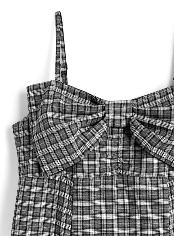 チェック柄ビッグリボンキャミソールワンピース