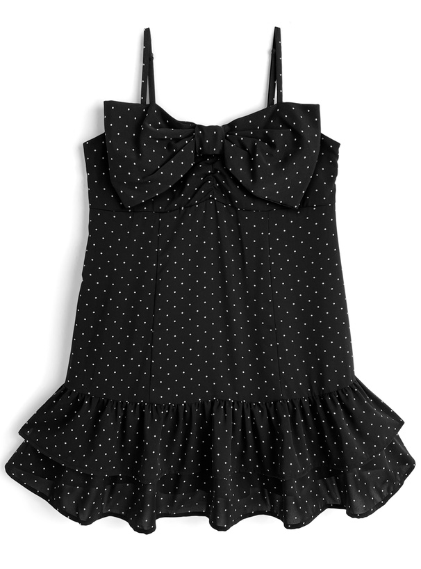 ドット柄ビッグリボンキャミソールワンピース