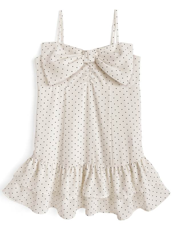 ドット柄ビッグリボンキャミソールワンピース
