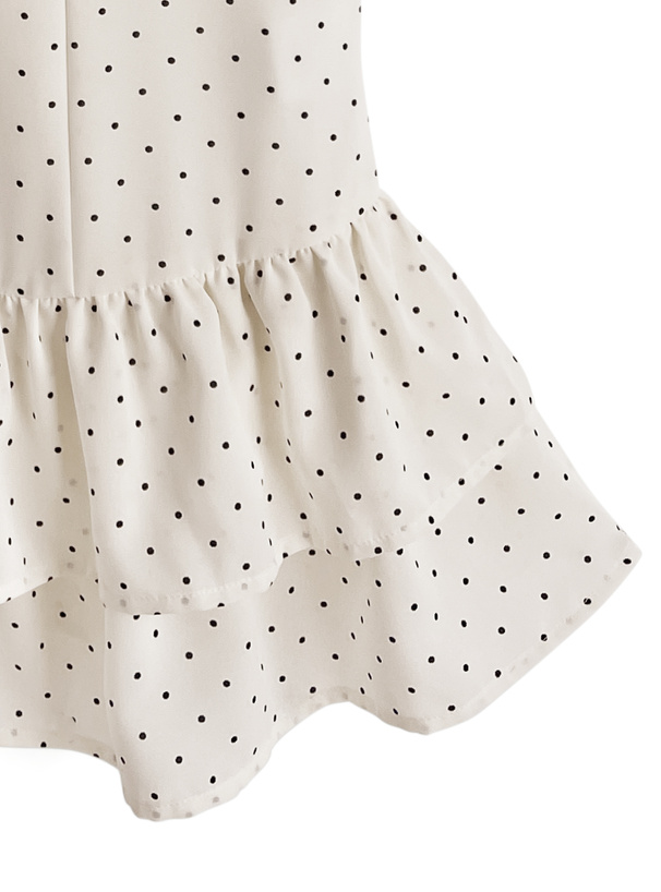 ドット柄ビッグリボンキャミソールワンピース