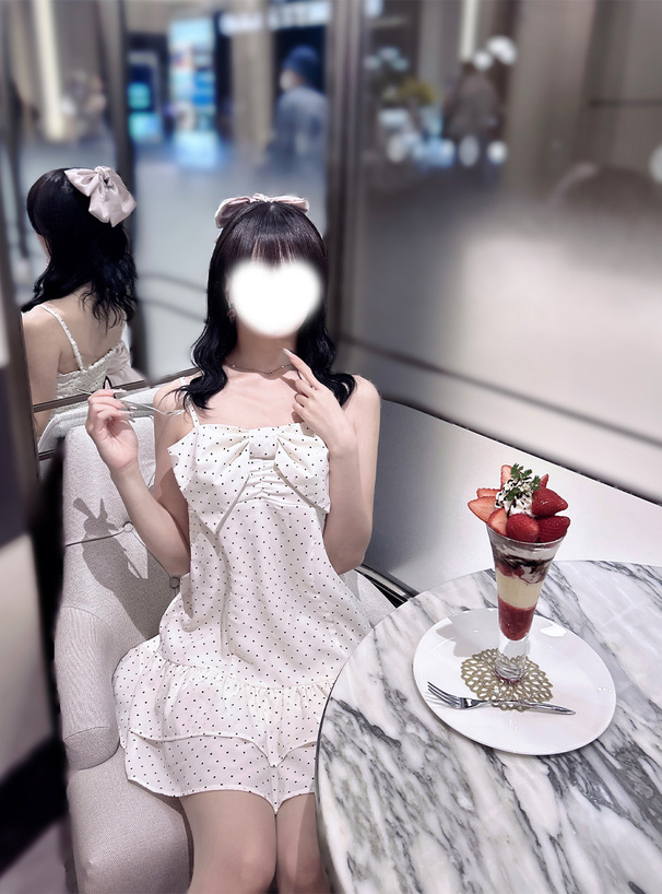 ドット柄ビッグリボンキャミソールワンピース