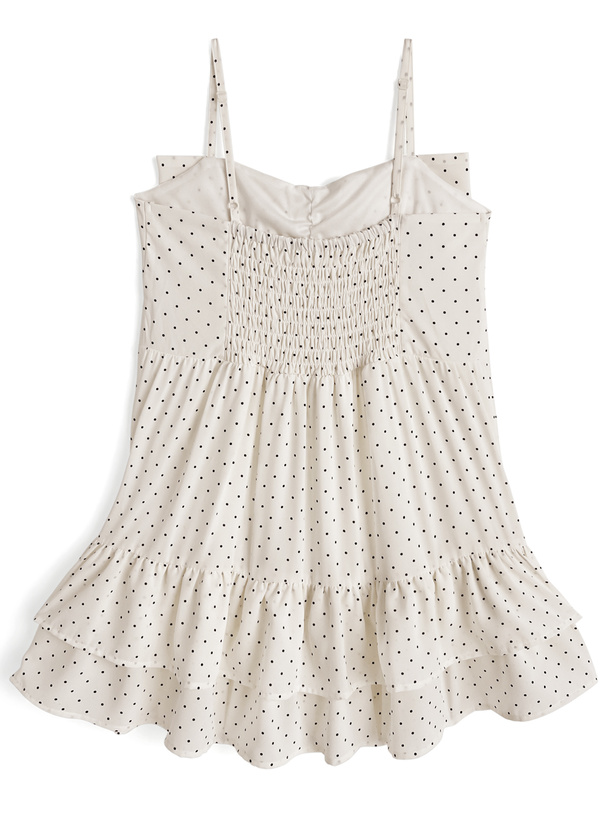 ドット柄ビッグリボンキャミソールワンピース