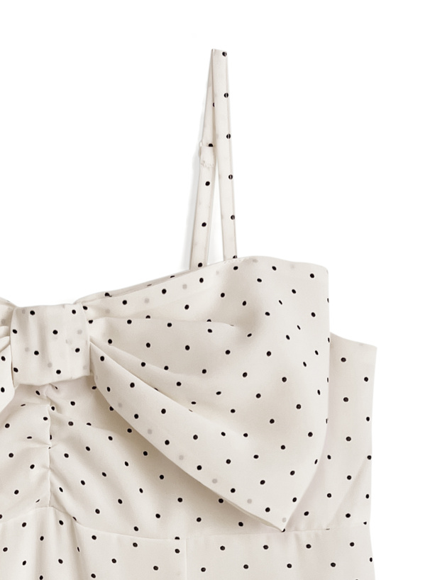 ドット柄ビッグリボンキャミソールワンピース