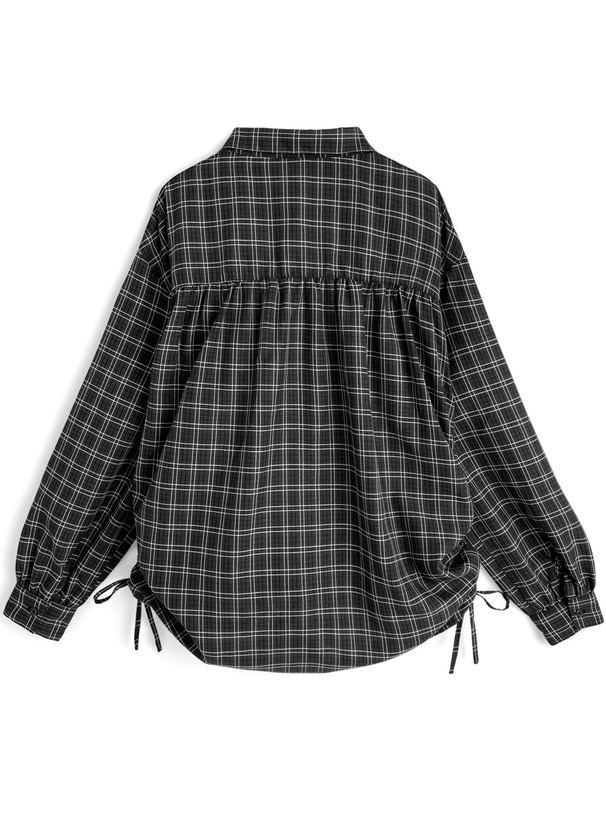 チェック柄シャーリングサイドドロストシャツ