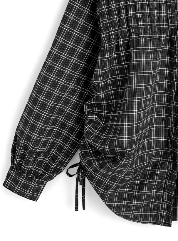 チェック柄シャーリングサイドドロストシャツ