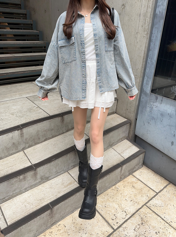 デニムバックタックシャツ