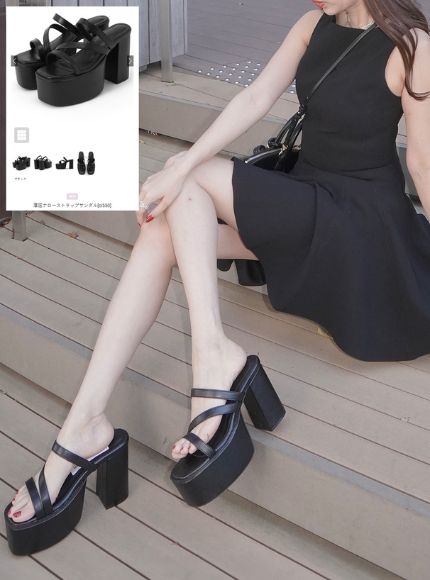 厚底ナローストラップサンダル