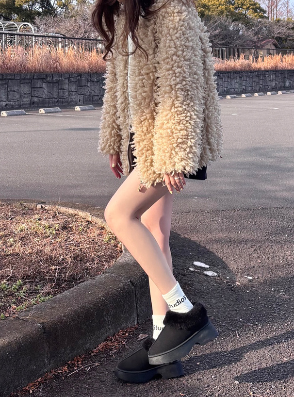 厚底ムートンショートブーツ