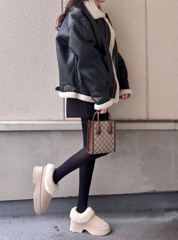 厚底ムートンショートブーツ