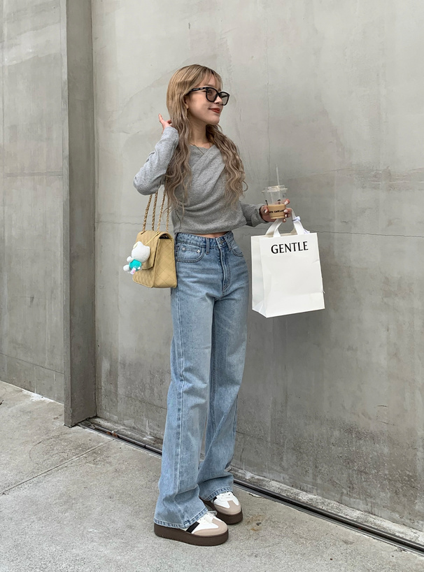 厚底ラインスニーカー