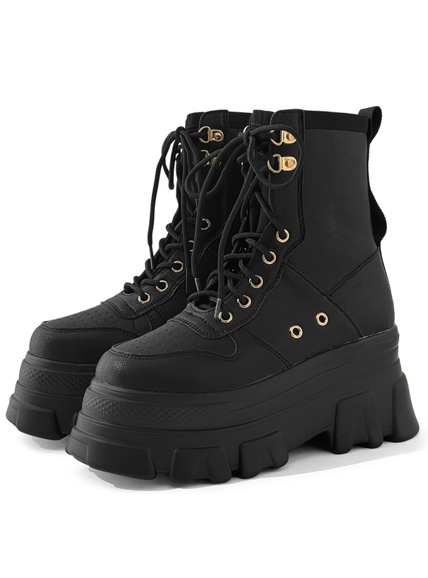 2Wayストラップ付き厚底レースアップショートブーツ